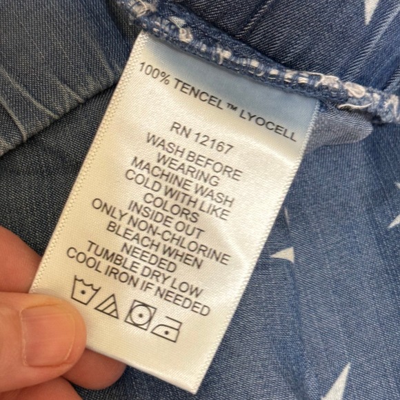 New Laurie Felt Pants Women M Blue Wide Leg Cropped Stars Drawstring Lyocell - Picture 9 of 13